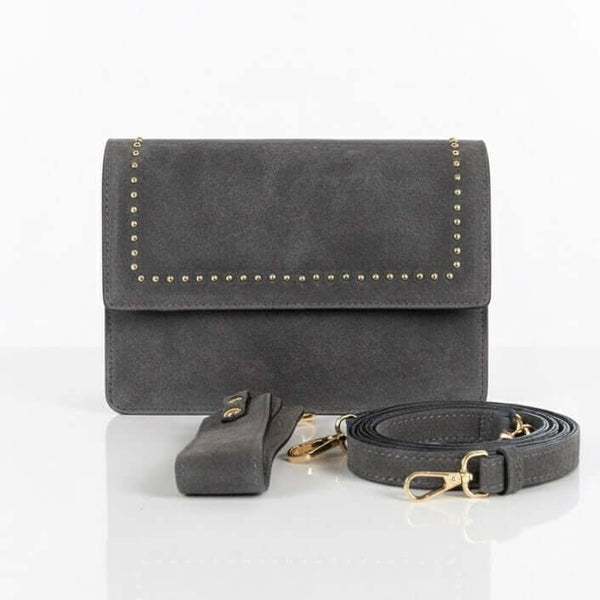 Poseta pentru femei din piele naturala, gri- Made in Italy