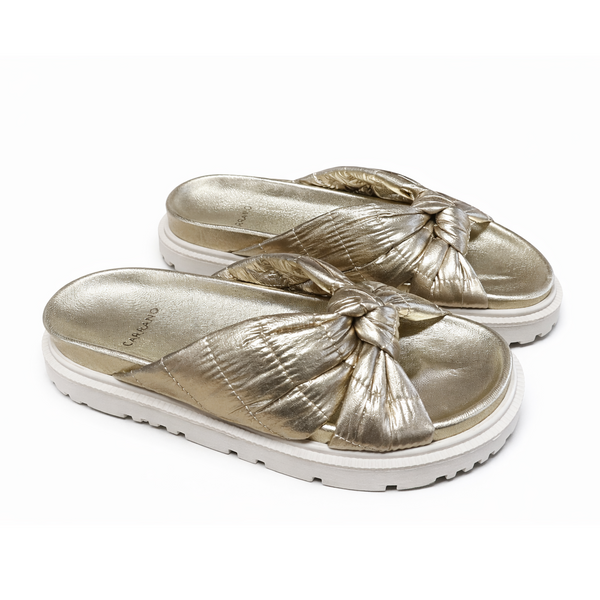 Saboti dama din textil si piele naturala, gold, CARRANO 680018