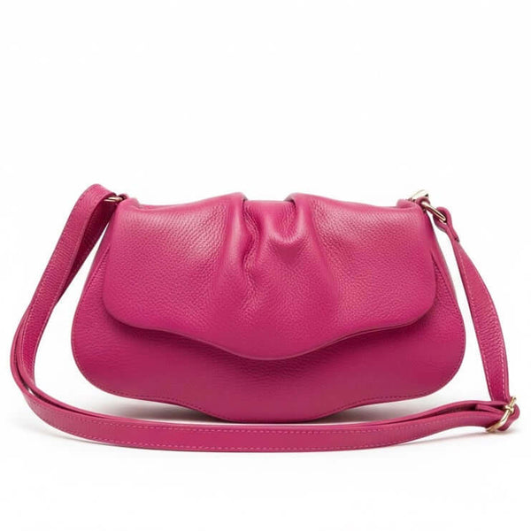 Poseta chic pentru femei din piele naturala, fucsia- Made in Italy