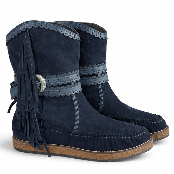 Ghete dama din piele naturala intoarsa, Bleumarin-Rebecca White, TU1510 Crosta Navy, R7