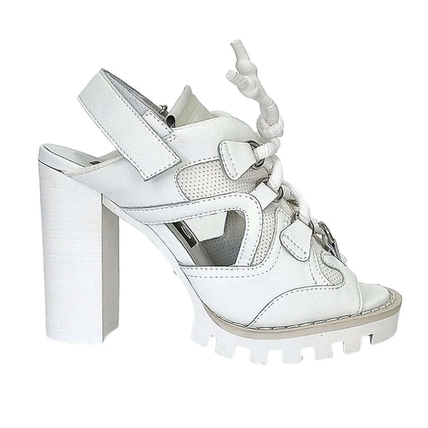 Sandale dama din piele naturala, Platforma usoara din spuma, Alb-Movie's