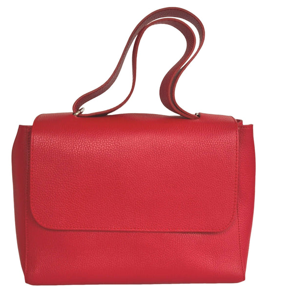 Poseta dama din piele naturala, Rosu - Made in Italy