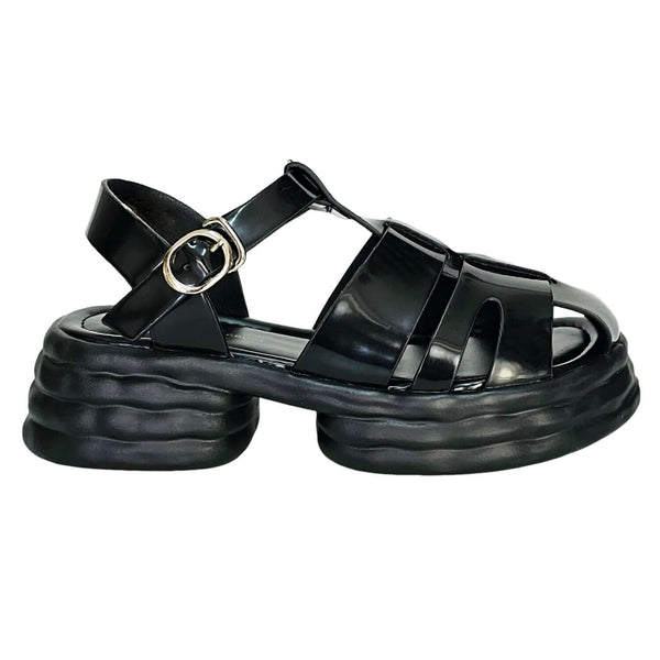 Sandale dama din piele ecologica, Talpa usoara din spuma, Negru-Movie's, AL390VE/2339-2T