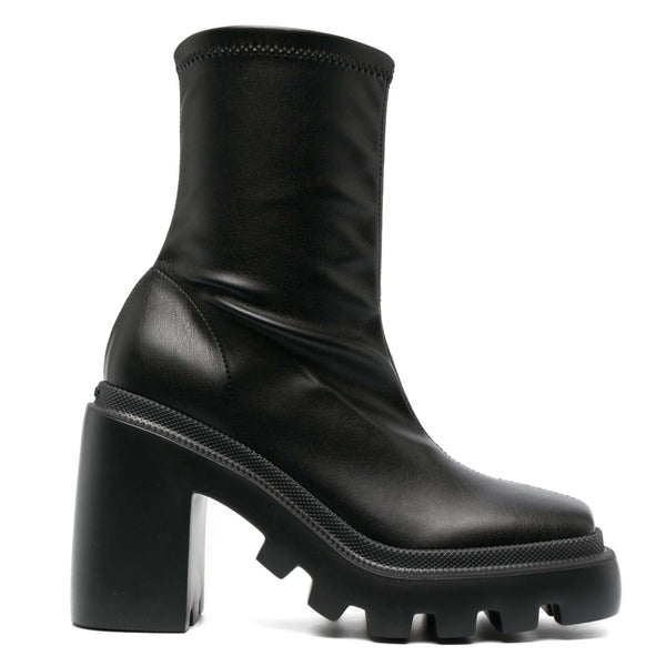 Botine dama Vic Matié din piele ecologica neagra, cu toc de 10.5 cm, colectia Toamna Iarna 2024, made in Italy.