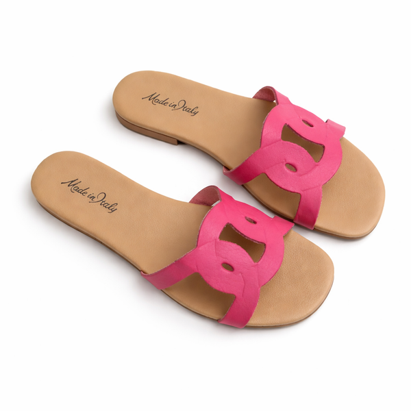 Papuci dama din piele naturala, fuxia -Made in Italy, Art 1233 R8