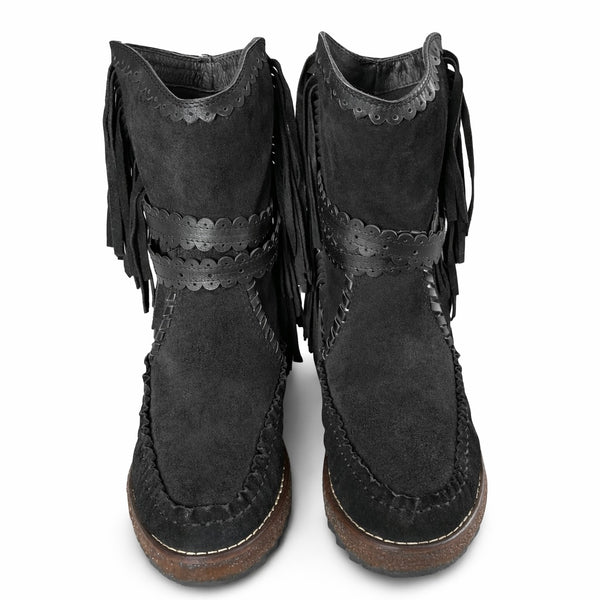 Ghete dama din piele naturala intoarsa, Negru-Rebecca White, Crosta Black TU1510, R6