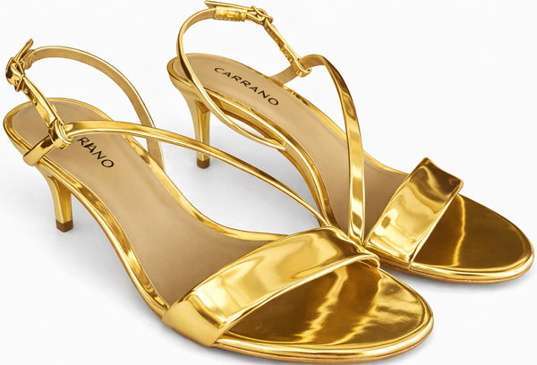 Sandale dama stiletto din piele, gold- CARRANO 250002