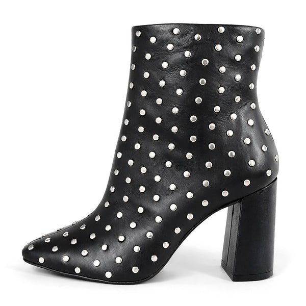 Botine dama din piele naturala, cu toc, negru CARRANO 152612