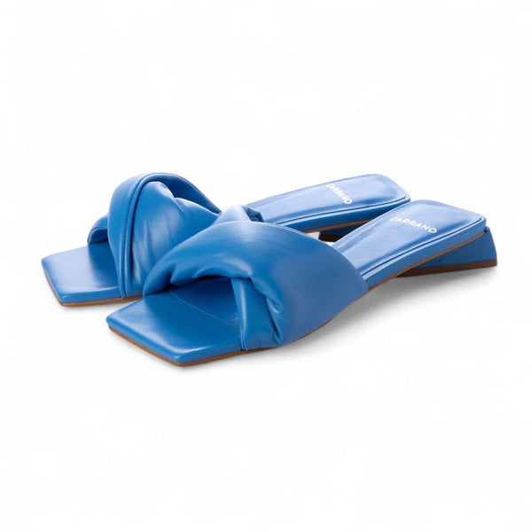 Saboti dama din piele naturala cu toc, albastru, CARRANO 511015