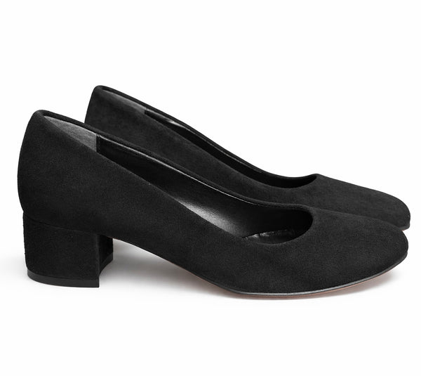 Pantofi dama din piele naturala intoarsa, negru - ONAKO Nero