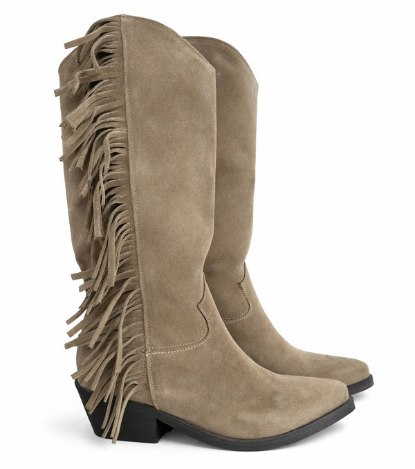 Ciocate dama din piele naturala intoarsa, taupe - Once F706/50 Camoscio Steppa