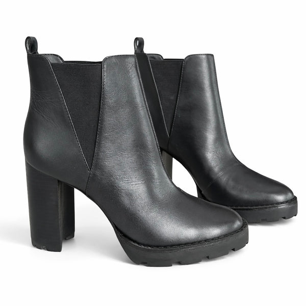 Botine dama din piele naturala, cu toc, negru CARRANO 138837
