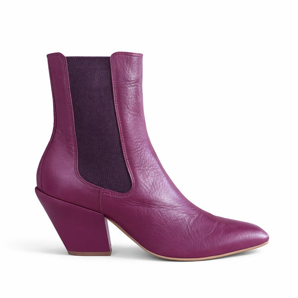 Botine dama din piele naturala, cu toc, mov CARRANO 627001