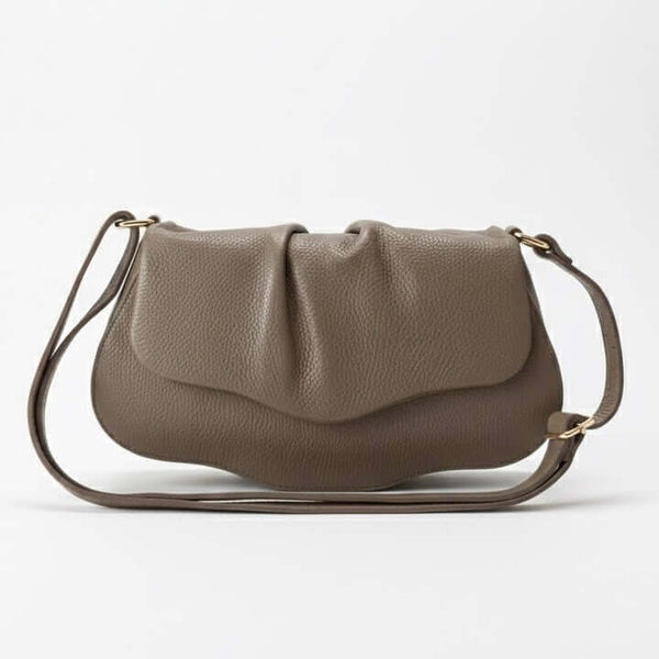 Poseta chic pentru femei din piele naturala, taupe- Made in Italy