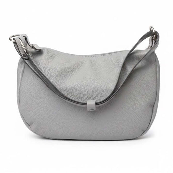 Poseta de umar mare pentru femei din piele naturala, gri- Made in Italy