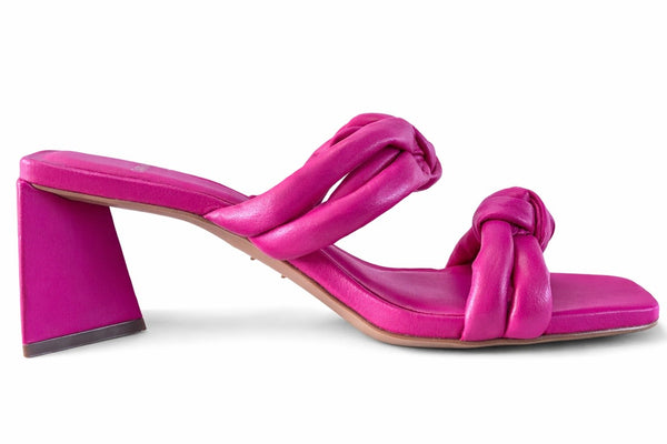 Saboti dama din piele naturala cu toc, fucsia, CARRANO Fuxia 321004