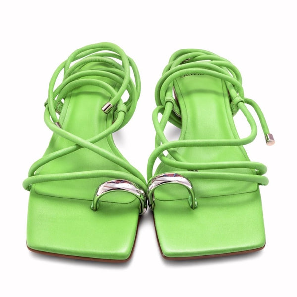 Sandale dama din piele naturala cu toc, verde, CARRANO 572001