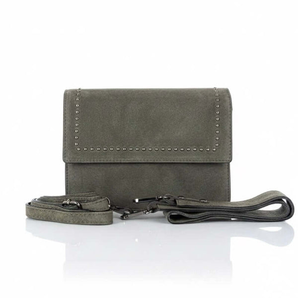 Poseta medie pentru femei din piele naturala, gri- Made in Italy