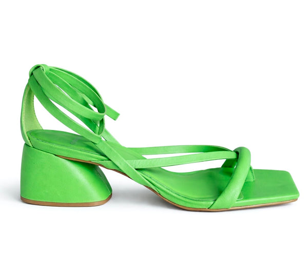 Sandale dama din piele naturala cu toc, verde, CARRANO 572001