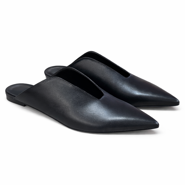 Saboti dama din piele naturala, negru, CARRANO 507017