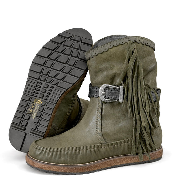 Ghete dama din piele naturala, Verde kaki-Rebecca White, TU1510 Vegetal Tundra, R5