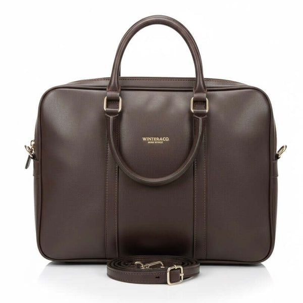 Geanta laptop din piele naturala, maro- Made in Italy