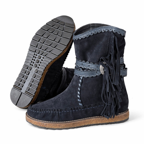 Ghete dama din piele naturala intoarsa, Bleumarin-Rebecca White, TU1510 Crosta Navy, R7