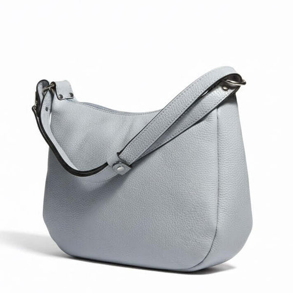 Poseta de umar mare pentru femei din piele naturala, gri- Made in Italy