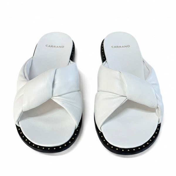 Saboti dama din piele naturala, alb, CARRANO 556005