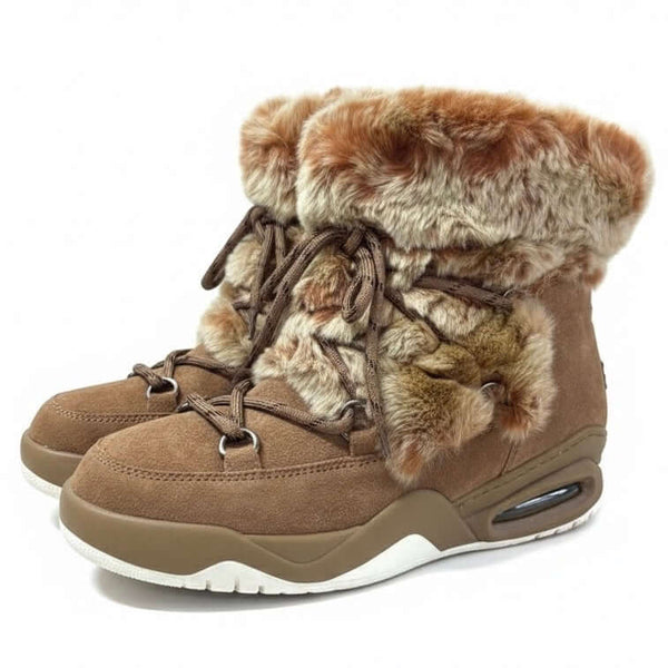 Ghete dama din piele naturala intoarsa, îmblanite, camel-Movie's E8-01