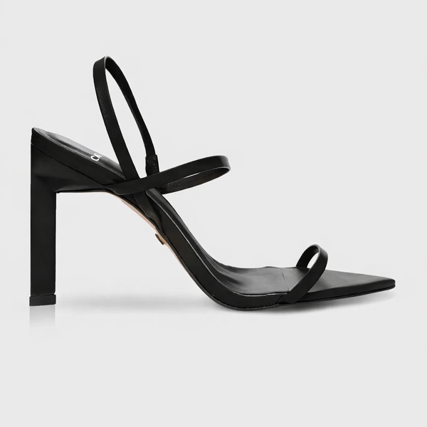 Sandale dama din piele naturala cu toc, negru, CARRANO 561004