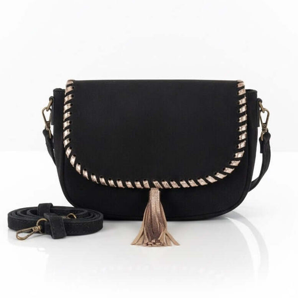 Poseta pentru femei din piele naturala intorasa, negru- Made in Italy