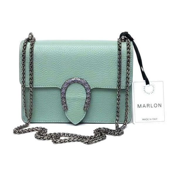 Poseta mica pentru femei din piele naturala, verde- Made in Italy