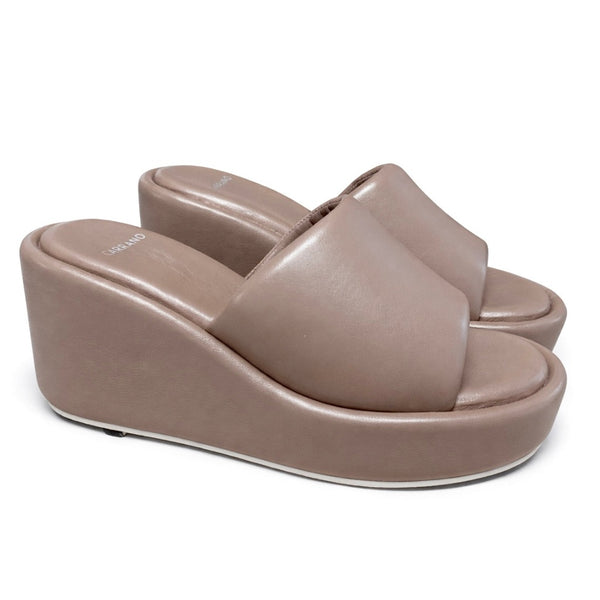Saboti dama piele naturala cu platforma, maro taupe, CARRANO 546002