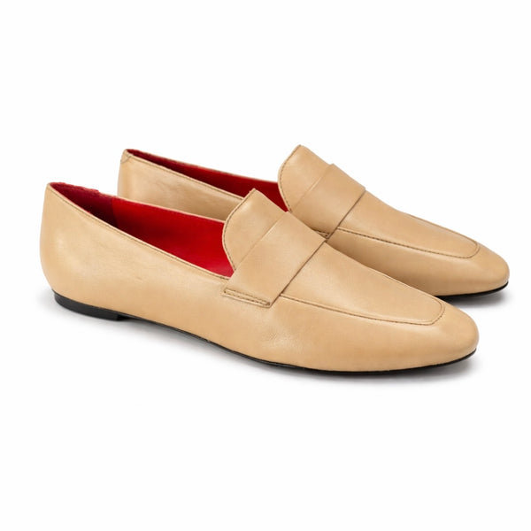 Mocasini dama din piele naturala, bej, CARRANO 390018B