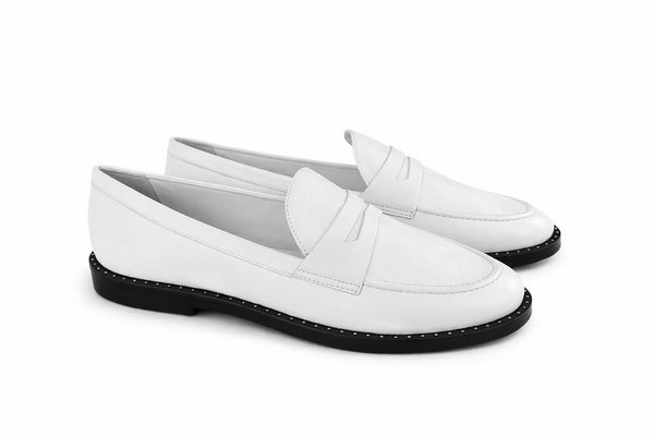 Mocasini dama din piele naturala, alb, CARRANO 214024B