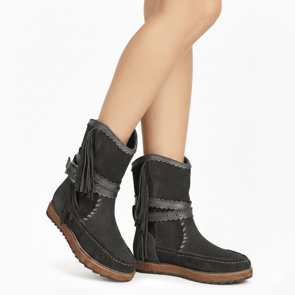 Ghete dama din piele naturala intoarsa, Gri-Rebecca White, TU1510 Crosta Asfalto, R7