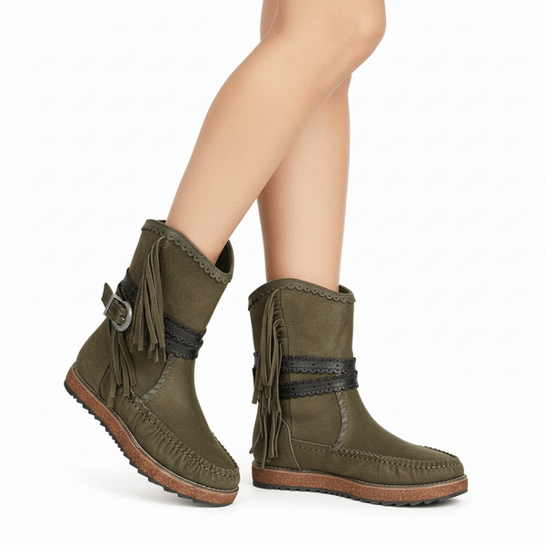 Ghete dama din piele naturala, Verde kaki-Rebecca White, TU1510 Vegetal Tundra, R5