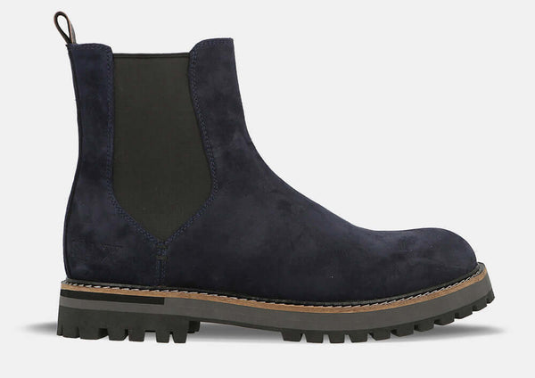 Ghete barbati din piele naturala intoarsa bleumarin, model SAX, Colectia Toamna Iarna 2024, confortabil si stilat.