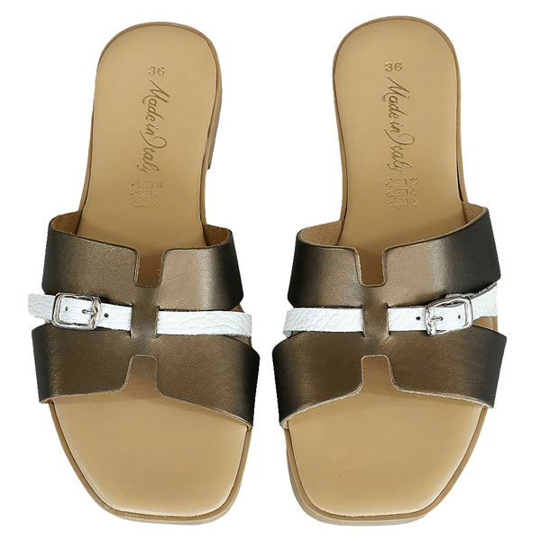 Papuci dama din piele naturala, Aramiu, Made in Italy, colectia Vara 2025, Manuela ArameBianco-R12, design elegant si confortabil.