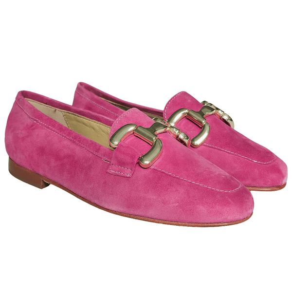 Pantofi dama fucsia din piele naturala intoarsa, flexibili, colectia Primavara/Vara 2025, model Elody Fuxia.