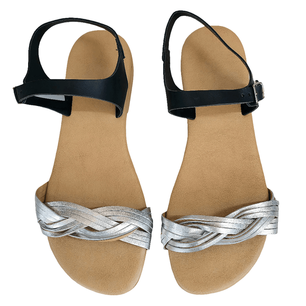 Sandale dama din piele naturala, negru si argintiu, realizate in Italia, Colectia Vara 2025, model Melissa Argento/Nero.