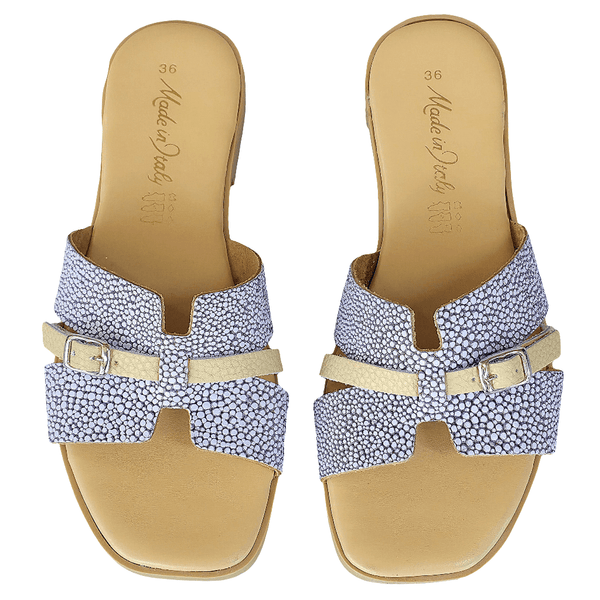 Papuci dama lila din piele naturala, Made in Italy, colectia Vara 2025, design elegant, confortabili.