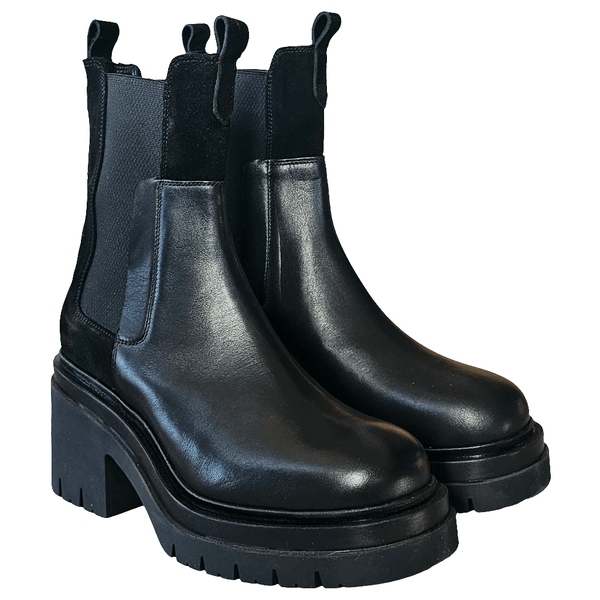 Botine dama in piele naturala neagra, toc de 9.5 cm, colectia Iarna 2025, fabricat in Italia.