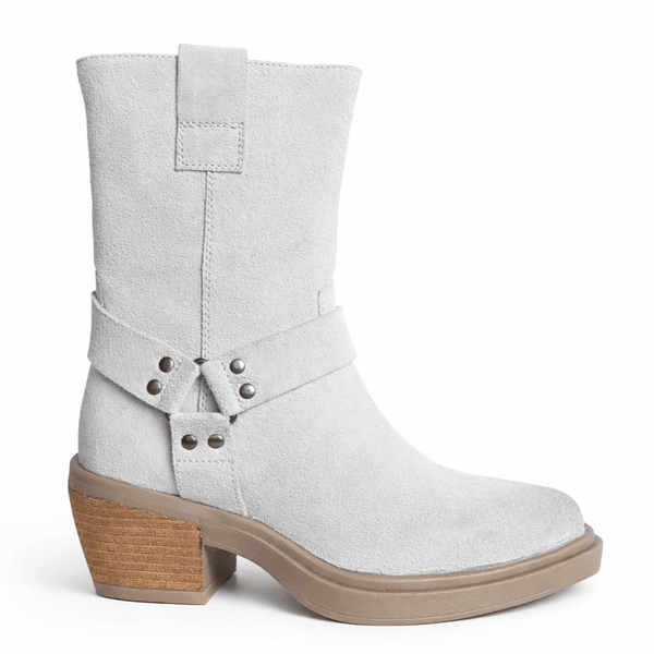 Ciocate dama din piele naturala intoarsa, Gri-NOTRE-V, KI-5891 Visone, cu toc de 6 cm si design elegant.