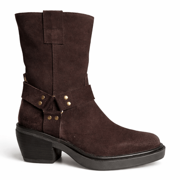 Ciocate dama din piele naturala intoarsa, Maro-NOTRE-V, KI-5891 TDM Brown, cu toc si design italian elegant.