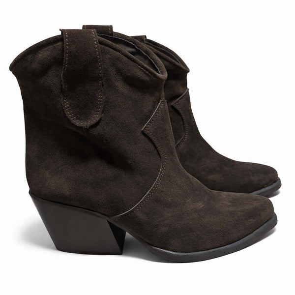 Ciocate dama din piele naturala intoarsa, maro-Riccianera, Art 0100 Camoscio T70 Moro, cu toc de 6.5 cm, stil elegant.