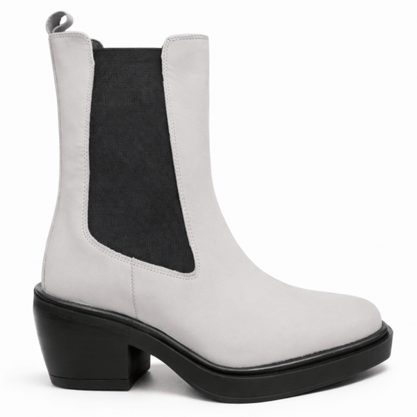 Ciocate dama din piele naturala nabuk, Alb-NOTRE-V, KI-5850 White Black