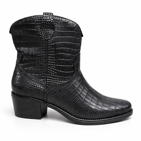 Ciocate dama din piele naturala, negru, croco - ALIBI Gloria, design elegant cu toc si croco