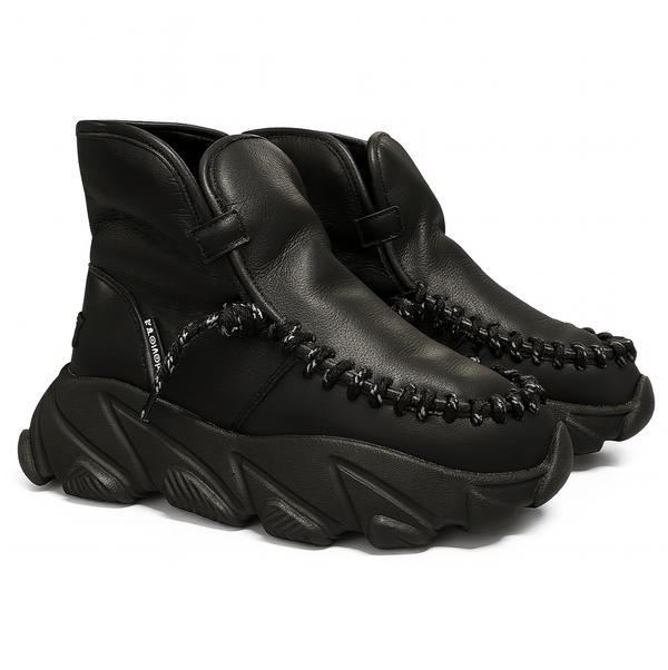 Ghete unisex din piele naturala, îmblanite, Negru-Movie's, H6-10B, R9